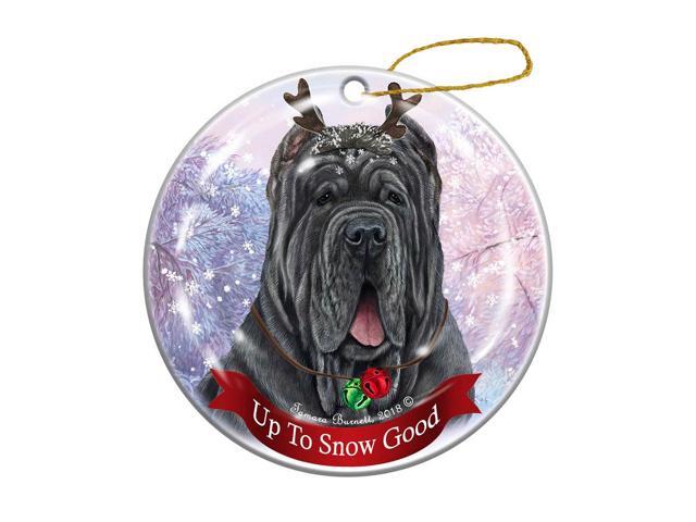 Holiday Pet Gifts Neapolitan Mastiff Blue Cropped Dog Porcelain Christmas Ornament