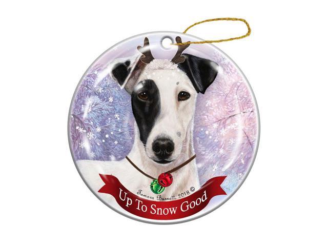 Holiday Pet Gifts Fox Terrier Black/White Dog Porcelain Christmas Ornament