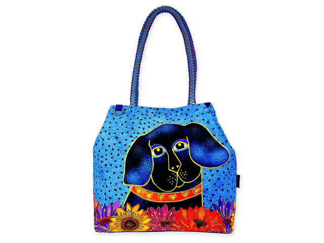 Laurel Burch Matisse in Flowers Black Dog Large Gap Tote Bag, 21' x 5.5' x 15'
