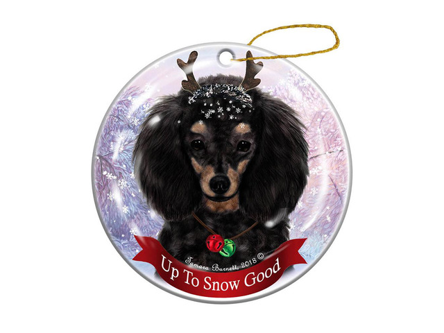 Holiday Pet Gifts Poodle Black/Tan Dog Porcelain Christmas Ornament