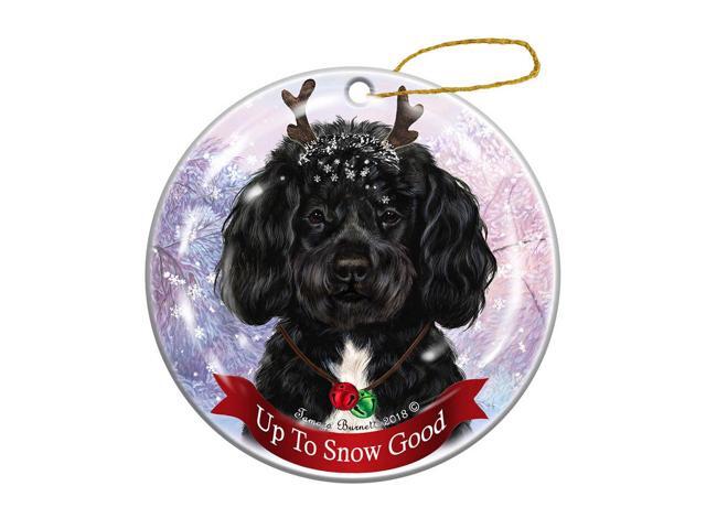 Holiday Pet Gifts Black White Portuguese Water Dog Porcelain Christmas Ornament