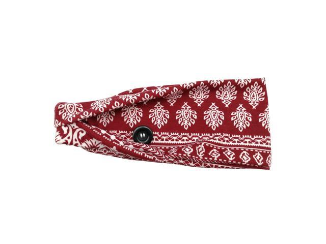 Calla Button Headband for Comfortable Wearing of Face Masks - Red Maroon Vintage