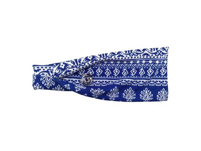 Calla Button Headband for Comfortable Wearing of Face Masks - Royal Blue Vintage