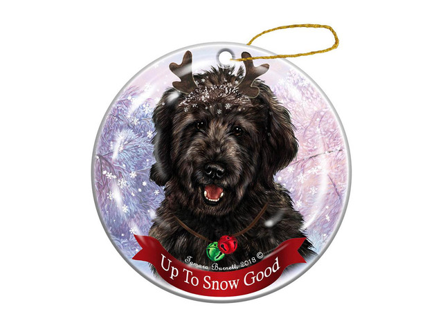Holiday Pet Gifts Goldendoodle Black Dog Porcelain Christmas Ornament