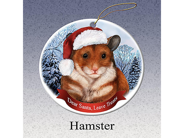 Holiday Pet Gifts Hamster Santa Hat Porcelain Christmas Tree Ornament