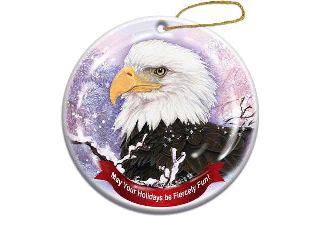 Holiday Pet Gifts American Bald Eagle Bird Porcelain Christmas Ornament