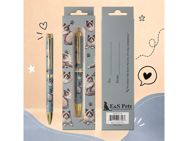 E & S Pets Refillable Ball Point Pen in Gift Box, Ragdoll Cat
