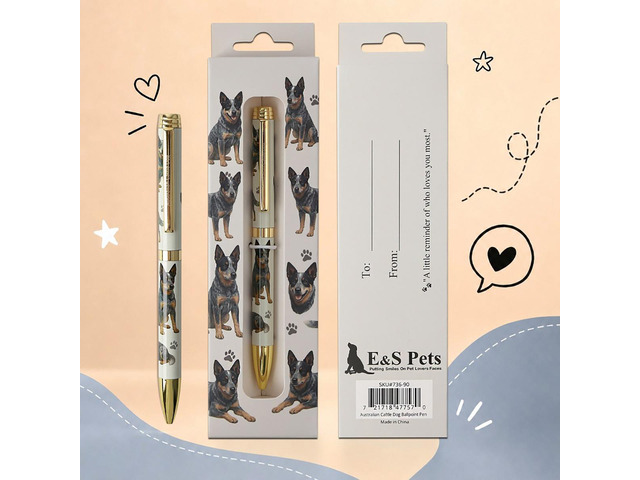 E & S Pets Refillable Ball Point Pen in Gift Box, Australian Cattle Dog
