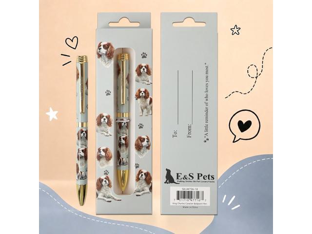 E & S Pets Refillable Ball Point Pen in Gift Box, King Charles Cavalier Spaniel
