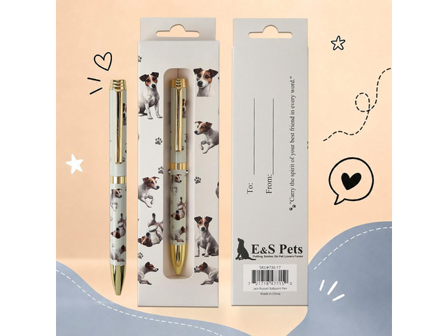 E & S Pets Refillable Ball Point Pen in Gift Box, Jack Russell Terrier Dog