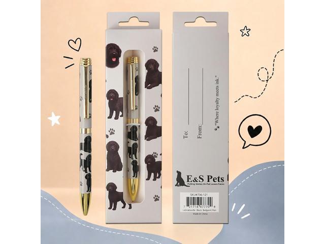E & S Pets Refillable Ball Point Pen in Gift Box, Black Labradoodle Dog