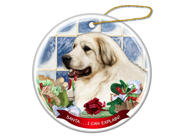Great Pyrenees Dog Porcelain Hanging Ornament Pet Gift 'Santa.. I Can Explain!'