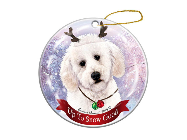 Holiday Pet Gifts Labradoodle White Dog Porcelain Christmas Ornament