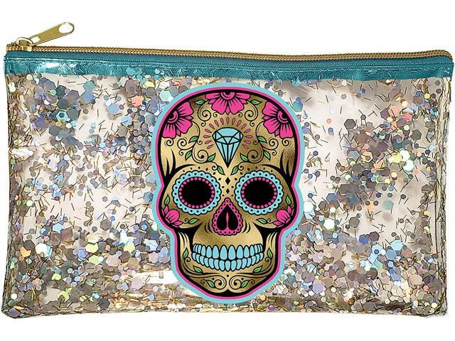Spoontiques Sugar Skull Glitter Cosmetic Bag