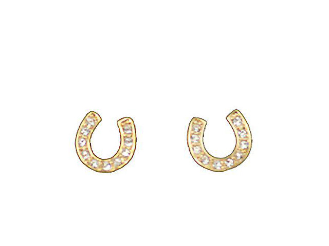 Finishing Touch Clear Crystal Horseshoe Earrings - Gold Finish