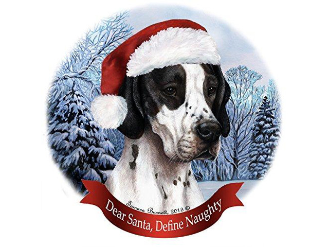 Holiday Pet Gifts English Pointer Black Santa Hat Dog Porcelain Ornament