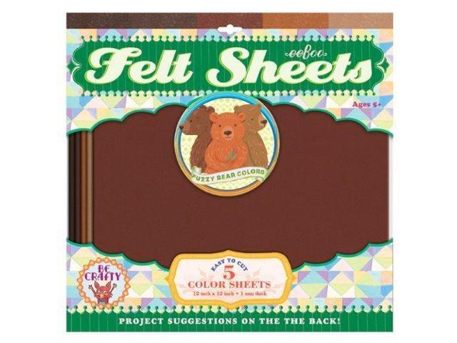 Bear Colors Brown Felt Sheets, 5 sheets, by eeBoo