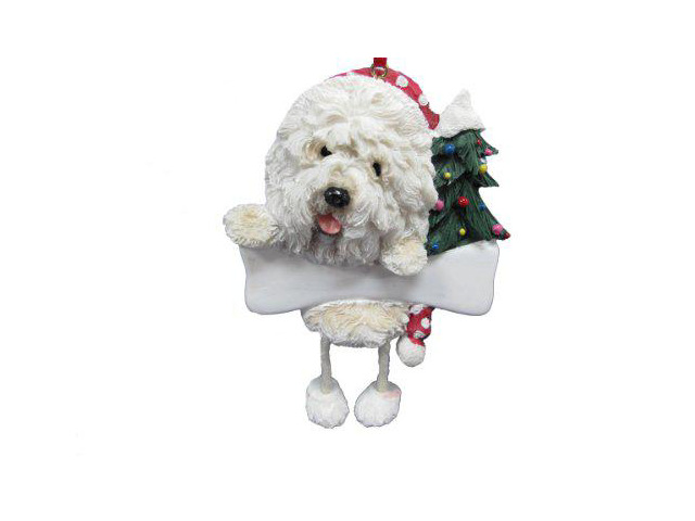Old English Sheepdog Ornament 'Dangling Legs' Hand Painted Easily Personalized