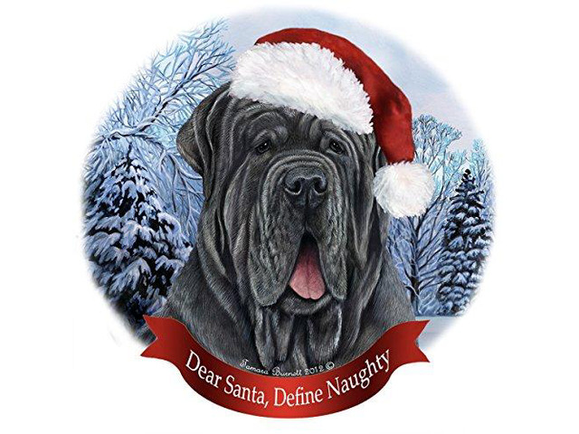 Holiday Pet Gift Neapolitan Blue Mastiff Uncropped Silver Dog Porcelain Ornament