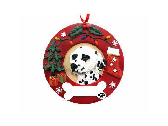 E & S Pets Dalmatian Christmas Ornament Wreath Shaped Easily Personalized