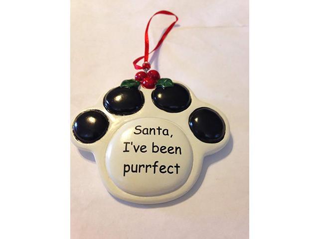 Ceramic Paw Print Christmas Ornament 'Santa, I've Been Purrfect'
