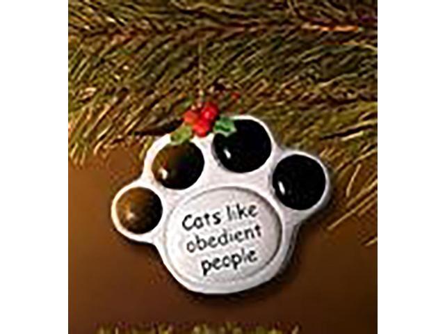 Ceramic Paw Print Christmas Ornament 'Cats Like Obedient People'