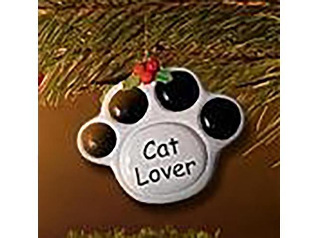 Ceramic Paw Print Christmas Ornament 'Cat Lover'