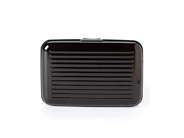 Stylish Shiny Black Armored Credit Card RFID Block Wallet and Cash Holder