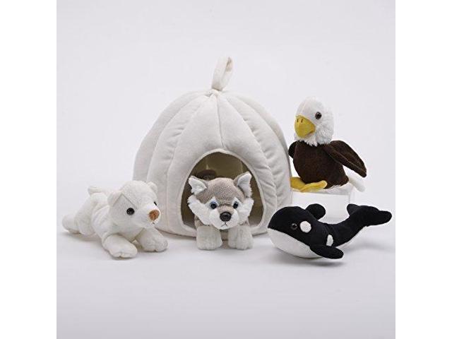 Plush 10-inch Snow House with 4 Stuffed Animals by Unipak