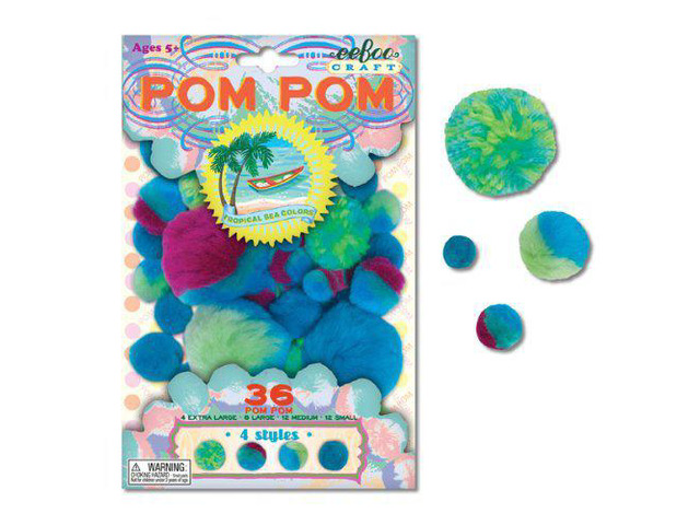 Tropical Sea Colors Green and Blue Pom Pom Craft Kit