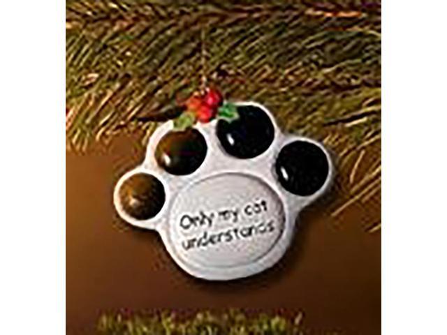 Ceramic Paw Print Christmas Ornament 'Only My Cat Understands'