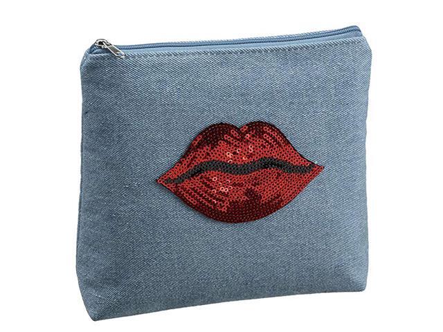 Ganz KABOOM! Patches - Light Denim Cosmetic Bag, Lips
