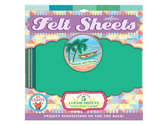Tropical Sea Colors Teal Blue Green Felt Sheets, 5 sheets, by eeBoo