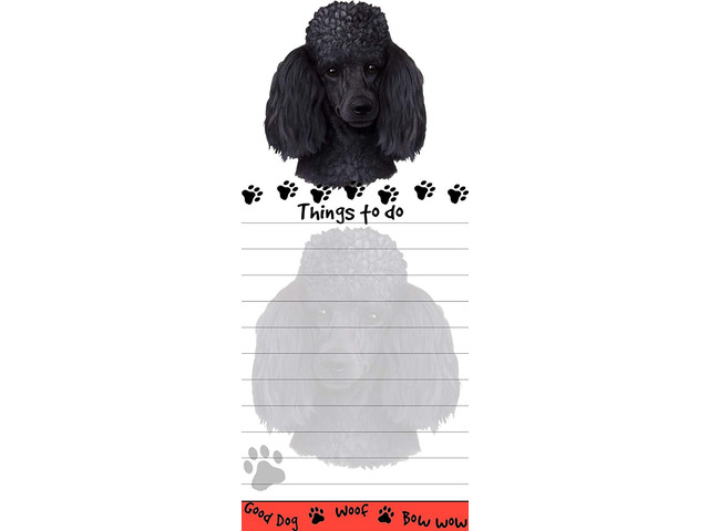 'Poodle, Black Magnetic List Pads' Uniquely Shaped Sticky Notepad