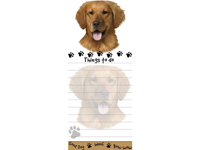 'Golden Retriever Magnetic List Pads' Uniquely Shaped Sticky Notepad