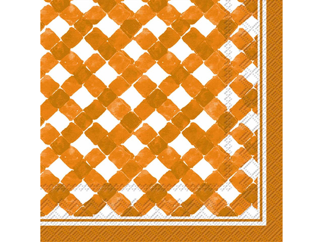 Boston International Roseanne Beck Cocktail Napkins, Orange Gingham