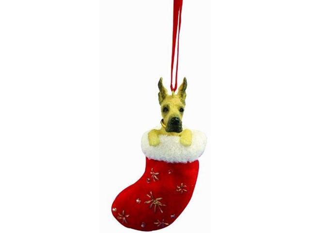 Great Dane Christmas Stocking Ornament with 'Santa's Little Pals' Hand Painted