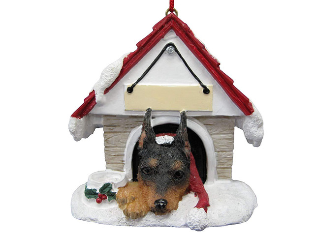 Miniature Pinscher Doghouse Ornament Hand Painted and Easily Personalized