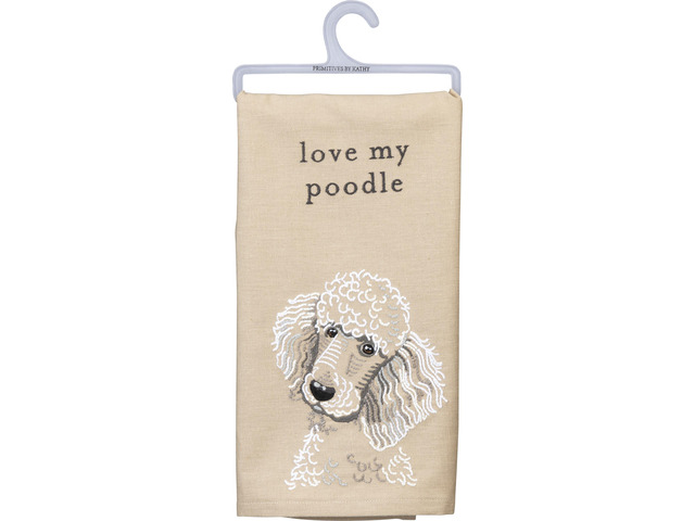 Primitives by Kathy Love My Poodle Dish Towel, 26'