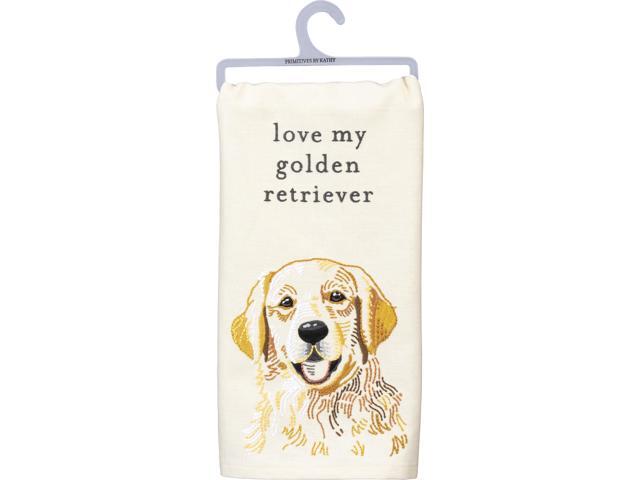 Primitives by Kathy Love My Golden Retriever Dish Towel, 26'