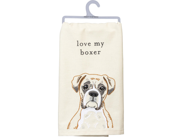 Primitives by Kathy Love My Boxer Dish Towel, 26'