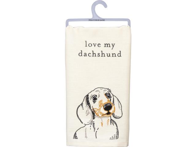 Primitives by Kathy Love My Dachshund Dish Towel, 26'