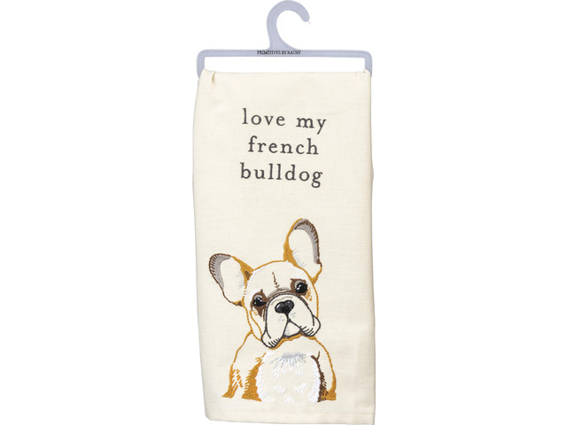 Primitives by Kathy Love My French Bulldog Dish Towel, 26'