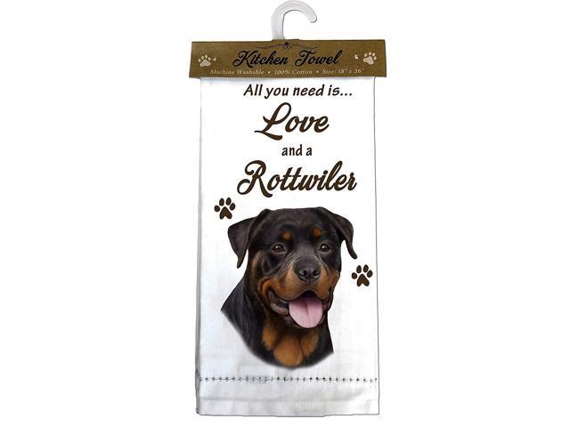 E & S Pets 700-33 Rottweiler Kitchen Towel, Off-white