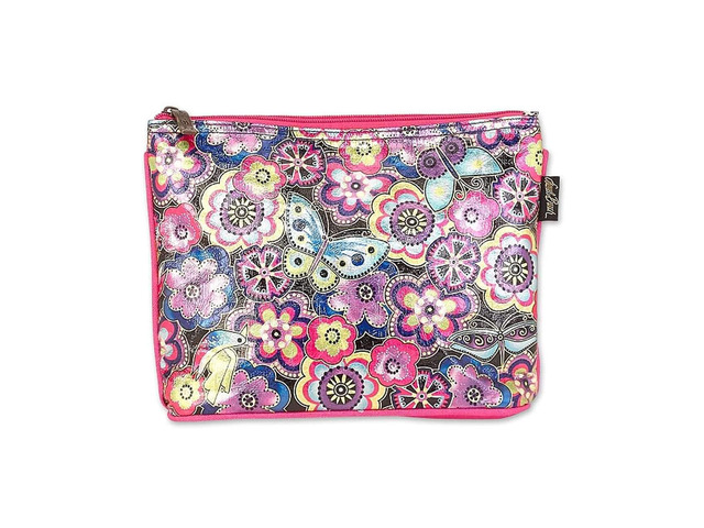 Laurel Burch Foiled Cosmetic Makeup Bags (Purple Multi Floral)