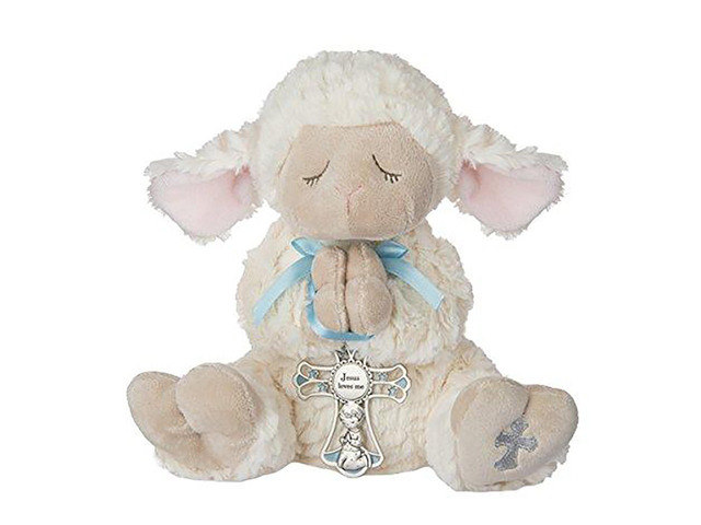 Ganz Serenity Lamb With Cross Christening or Baptism Gift (Blue (Boy))