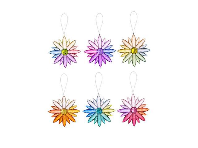 Ganz Multi-Colored Jewel Flowers - Set of 6 Flowers, 4.75'