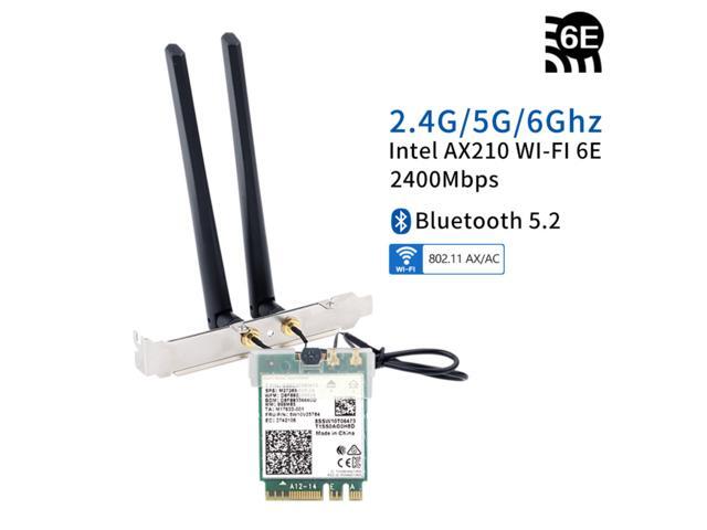 FV-AXE210NG Wi-Fi 6E Desktop Kit Wireless Adapter Bluetooth 5.2 + 3000Mbps 2.4Ghz 5Ghz 6Ghz M.2 2230 Key E With Intel AX210 AX210NGW 802.11ax/ac...