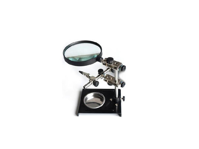 SY-209 Desk Magnifier Soldering Iron Stand Helping Clamp Vise Clip Tool 3X Magnifying Glass Adjustable