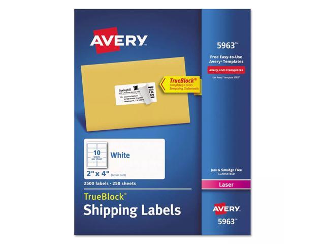 Avery Shipping Labels with TrueBlock Technology Laser 2 x 4 White 2500/Box 5963